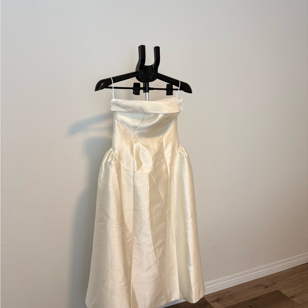 Lucille Strapless Cream Midi Dress